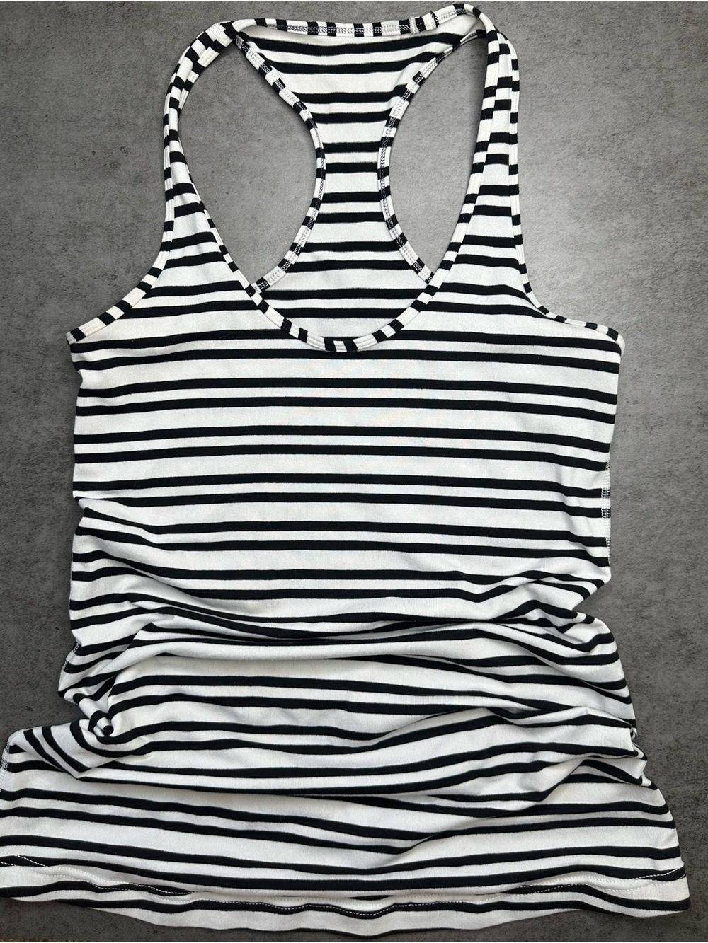 Lululemon Black & White Striped Razorback Tank Top